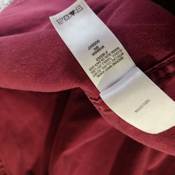 Cabela's 2XL Tall Button Down Denim Shirt Burgundy Workwear Outdoor Casual - Picture 4 of 8